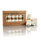 ALPHA Bamboo Luxury Washcloths - Baby Washcloths - PREMIUM High Thread Count Version - EXTRA SOFT, 100% Natural Bamboo - 6-Pack White, Baby Gift, Luxury Hotel Quality