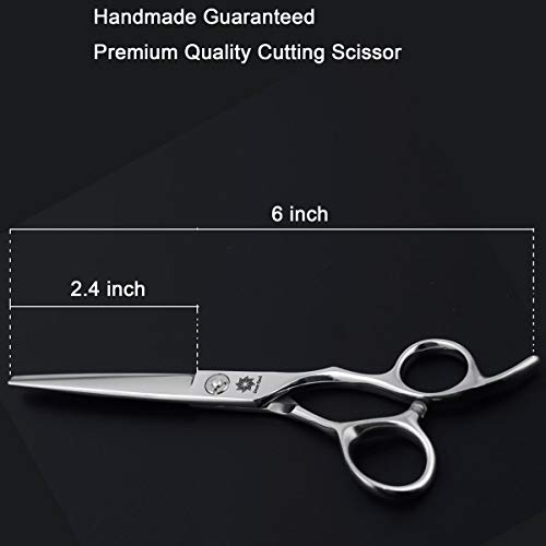 6" Professional Hair Cutting Scissors Japan 440C Steel Thinning Scissor for Men/Women Cutting for Salon/Barber/Home (Straight Scissors) - Thumbnail 2
