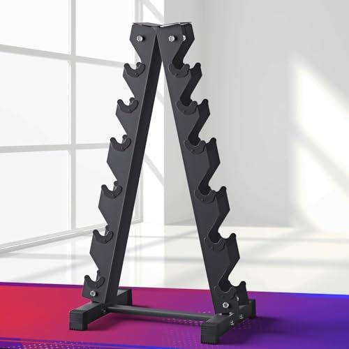 KAPEICamper Dumbbell Holder Storage Rack Weight Lifting Stand 6 Tier Dumbbell Organizer A Frame Dumbbell Rack Stand for Fitness Home Gym (Only The Holder)