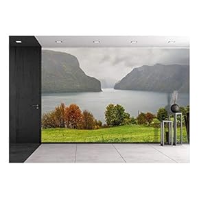 Stock Photo - Aurlandsfjord in The Mist, Near Aurland, Norway - Removable Wall Mural | Self-Adhesive Large Wallpaper - 66x96 inches