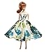 Peregrine Blue & Green Damask Pattern Print Silk Prom Dress for 11.5 inches Dolls