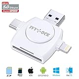 SDHC SDXC & Micro SD Card Reader - Memory Card SLR Camera Reader for iPhone/iPad/Galaxy S8/Android/Mac/PC/MacBook. with Lightning,Micro USB,USB Type C,USB 3.0 Connector Trail Camera Viewer for Canon