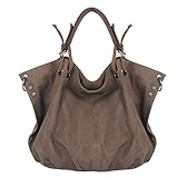 FXTXYMX Oversized Vintage Hobo Canvas Leather Tote Handbag Crossbody Shoulder Bag Purse for Women (Coffee)
