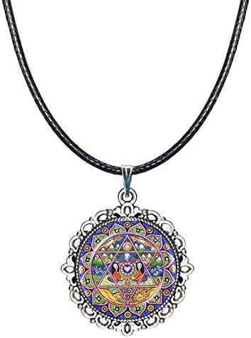 4th Chakra Choker Necklace Mandala Flower Heart Pendant Meditation Jewelry Yoga Anahata Hexagon Collar