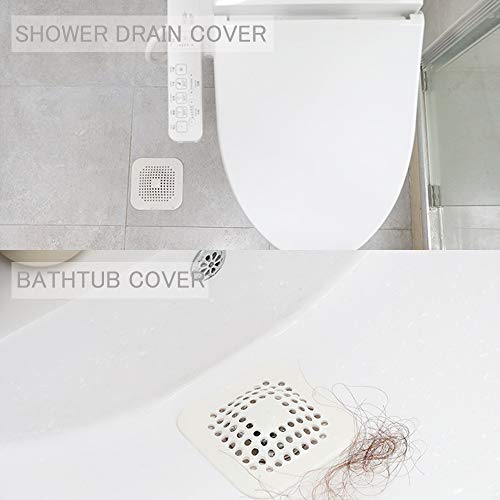 Square Shower Drain Covers, NOTSEK Silicone Tube Drain Hair Catcher Stopper with Sucker for Bathroom Kitchen, Rubber Bathtub Sink Strainer Plug Filter Trap Home Drain Protectors (BIG 14.514.5CM)