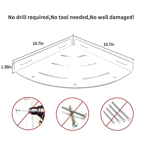 JINSHVEG Acrylic Corner Shower Caddy 2 Packs, Shower Caddy Shelf, Clear