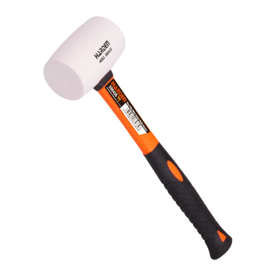 HARDEN 590437 Rubber Mallet 680 Gram, Non Marking White Head Fibreglass Handle
