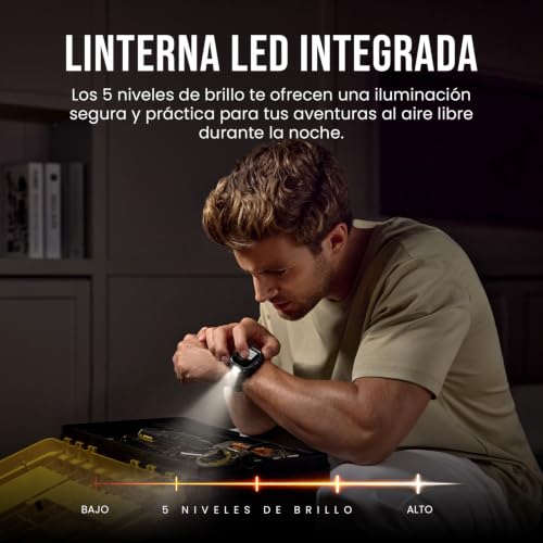 KOSPET Pulse 2 Reloj Inteligente con GPS, 5 ATM e IP69, Batería 15 Días | Smartwatch Militar AMOLED 1.96", Resistente, Linterna LED, 170+ Deportes, Ritmo Cardíaco y Sueño para Android iPhone