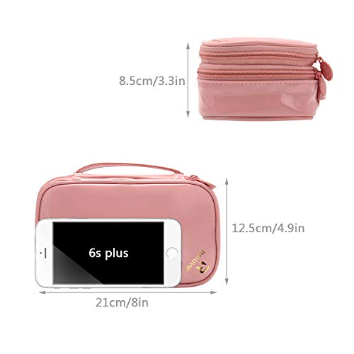 Relavel Makeup Bag Small Travel Cosmetic Bag for Women Girls Makeup Brushes Bag Portable 2 Layer Cosmetic Case with Brush Organizer Christmas Gift (Pink) 6 Relavel Makeup Bag Small Travel Cosmetic Bag for Women Girls Makeup Brushes Bag Portable 2 Layer Cosmetic Case with Brush Organizer Christmas Gift (Pink)
