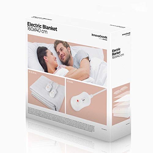 Coperta Termica Elettrica Matrimoniale 140x160 Cm | Doppio Isolamento, 2 Temperature, 120W, Certificazione CE