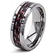 King Will 8mm Tungsten Carbide Red Black Carbon Fiber Inlay Men's Ring Wedding Band