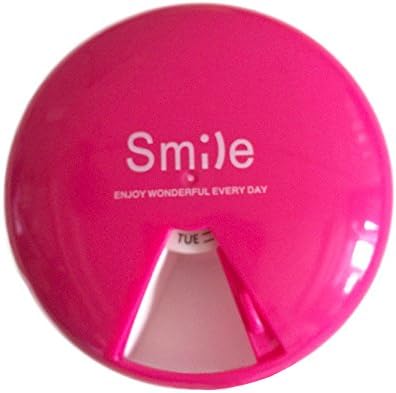 Aliebe 7 Days Pill case box Organizer with 360 Degree Rotation 7 Compartments Round Medicine/Vitamins Dispenser (Pink)