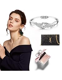 Menton Ezil - Pulsera de sirena con cristales Swarovski bañados en plata para mujer