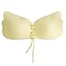 Komene Self Adhesive Bra Luxury Wiredrawing Women Strapless Invisible Backless Reusable Push-Up with Drawstring Beige