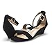 DREAM PAIRS Women's Ingrid Black Suede Ankle Strap Low Wedge Sandals Size 8.5 M US