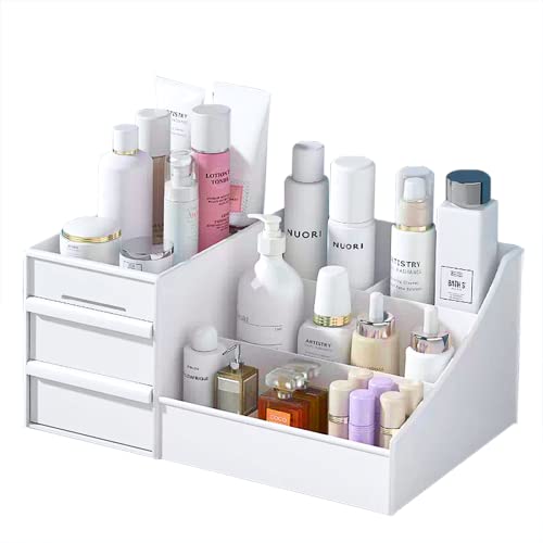 AmoVee Makeup Organizer, White Skincare Organizers on Countertop