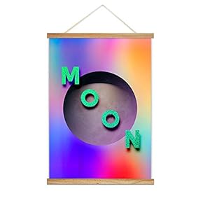 Hanging Poster Wooden Framed Beautiful Moon Theme Home Wall Canvas Prints Ready to Hang - 18"x24" inches