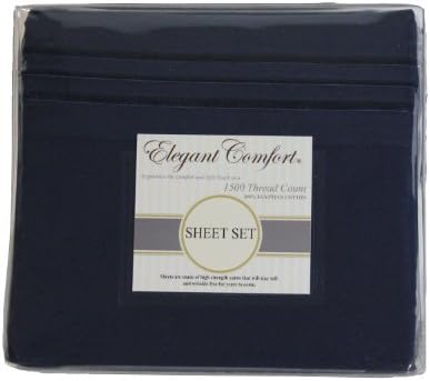 Elegant Comfort ® 1500 Thread Count Luxurious 100% Manufacturer Guaranteed Ultra Soft 4 pc Sheet set, Deep Pocket Up to 16" - Wrinkle Resistant , King Navy