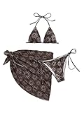 SOLY HUX Women's 3 Piece Swimsuits Print Halter