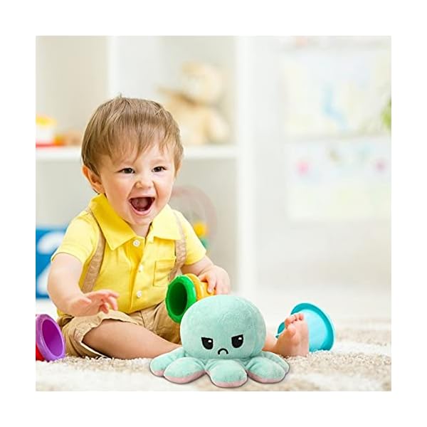 Weilisi Octopus Reversible Plushie Flippy Angry Octopus 20cm,Double-Sided Mood Octopus Plush Emotion Flip Octopus Toy…