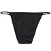 FEESHOW Men's Silky Bugle Pouch Tanga Briefs Bikini Underwear (One Size, Black)