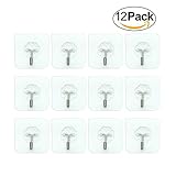 Maggift Removable Transparent Hooks, Up hold 22lbs Removable Wall Celling Hangers (pack of 12)