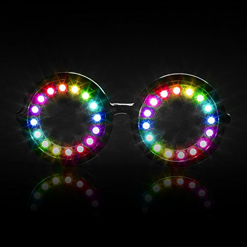 GloFX Pixel Pro LED Glasses [350+ EPIC MODES] - Programmable Rechargeable Light Up EDM Festival Rave Party Sunglasses