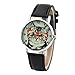 Cute Cat face pattern PU Leather Dress Watch(Black)