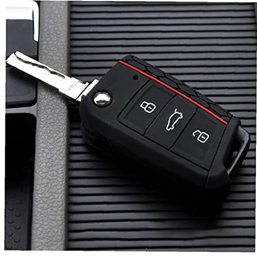 Silicone Car Key Cover 3 knoppen zacht rubber Flip sleutel Shell Case Remote Cover Car Key Protection Black Auto… - Afbeelding 7