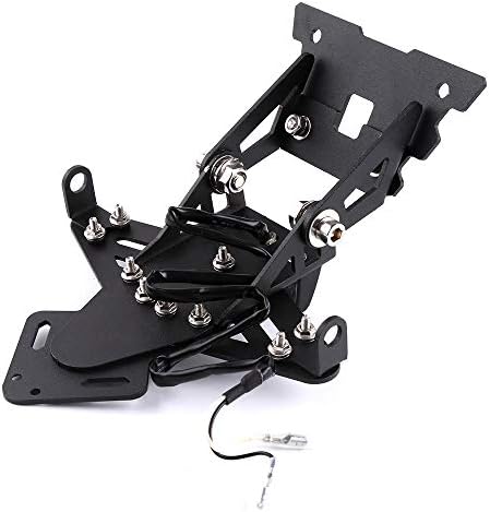 QQJK for Kawasaki Ninja 250 Ninja 300 Z250 Z300, Motorcycle Adjustable License Number Registration Plate Holder with Led Light