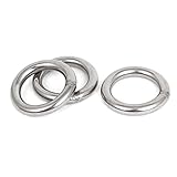 50mm x 8mm Stainless Steel Webbing Strapping Welded O Rings 3 Pcs