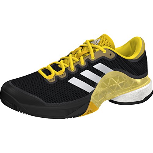 Adidas Men's  Barricade 2017 Boost Men's Tennis Shoe Core Black/White/Equestrian Yellow, 10 D(M) US