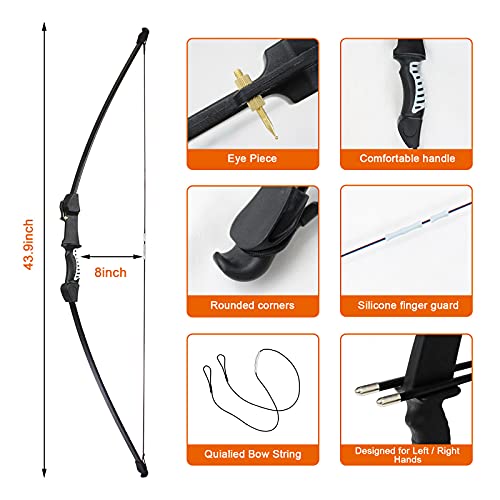 45" Archery Bow and Arrows Set Recurve Bows Longbow Kit for Teens