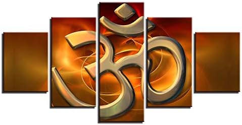 KDLLK Modular Hd Printed Poster Wall Art Home Decor 5 Pieces Om Mantra Canvas Painting Traditional Yoga Pictures for Living Room No Frame Wall Painting-20x35CMx2 20x45CMx2 20x55CM