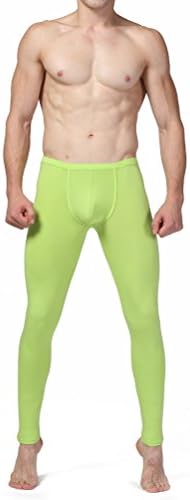 GOGOHOT Mens Solid Modal Warm Pants Long Johns Green Medium