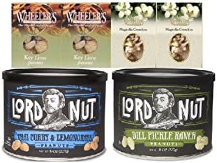 Lord Nut Levington Dill Pickle Ranch - Thai Curry Lemongrass Flavored Peanuts - 2 boxes Magnolia Crunchies 2 boxes Key Lime Pecans Total 6 items