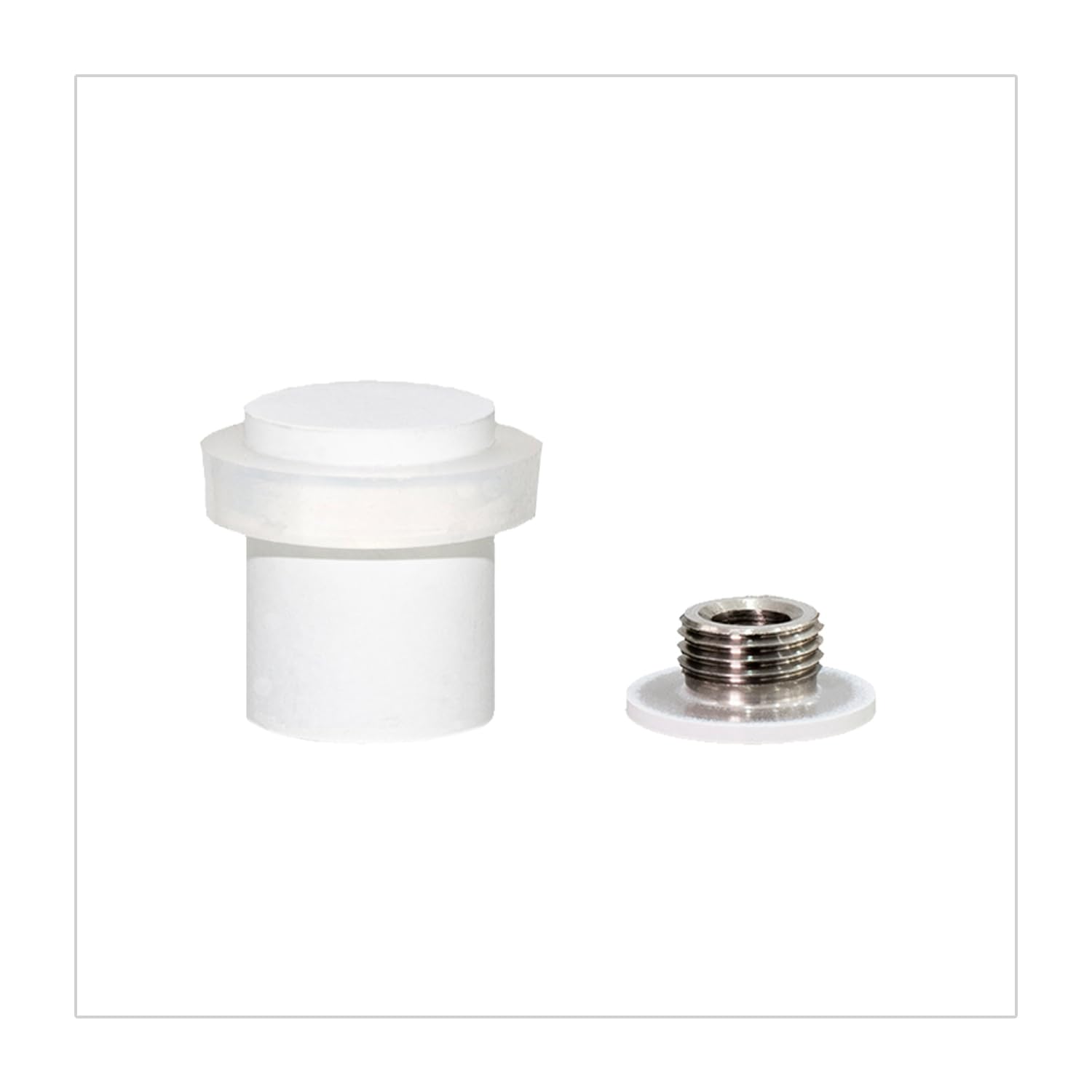 EVI Herrajes | White Door Stop | Ø20x25mm | Floor Mounted | White Lacquered Stainless Steel | Silicone Protection | Includes Screw + Fastening Plug | Model I-181-BBL
