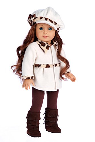 DreamWorld Collections - Marshmallow - 4 Piece Outfit - Coat, Hat, Leggings and Boots.Â Clothes Fits 18 Inch American Girl Doll (Doll Not Included)