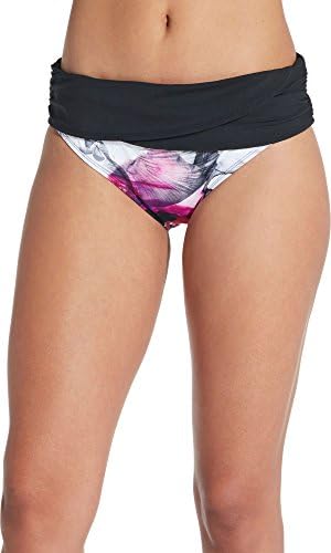 CALIA by Carrie Underwood Women's Pattern Overlap Swim Bottom (XL, Iris Multi)
