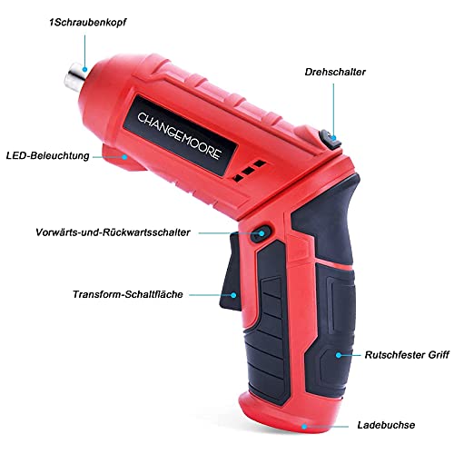 Akkuschrauber, 3,6 V Mini Akku Schraubendreher Set mit 45 Zubehör, USB-Ladegerät, LED-Licht und Aufbewahrungsbox… – Bild 7
