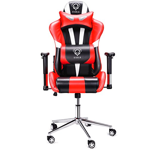 Diablo-X-Eye-Gaming-Sedia-Base-cromata-braccioli-Regolabili-meccanismo-di-inclinazione-Cuscino-Lombare-Finta-Pelle-Portata-150-kg-Scelta-del-Colore-Nero-Rosso