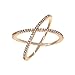 Lavencious Single X Cross Rings Criss Trendy Fashion Statement Clear CZ Cocktails Jewelry for Women
