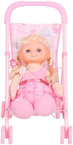 Doll Stroller Baby Carriage Irony Pink Foldable with 4 Wheels