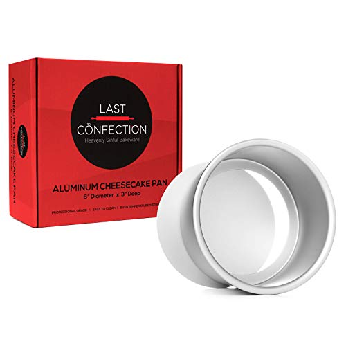 Last Confection 6" x 3" Deep Round Aluminum Cheesecake Pan with Removable Bottom - Professional Bakeware