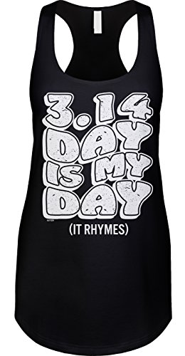 Blittzen Womens Tank 3.14 Day Is My Day It Rhymes, XL, Black