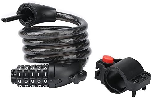 Lan Bicycle Cable Lock, 5- Digital Key Lock with Free Mounting Bracket, 4 Feet