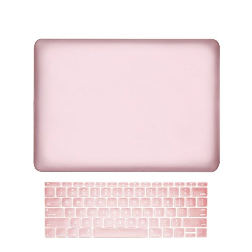 TOP CASE - Macbook Pro 13 WITHOUT Touch Bar (2017 & 2016 Release) 2 in 1, Rubberized Matte Hard Case Cover + Keyboard Cover for MacBook Pro 13-inch A1708 without Touch Bar - Rose Gold