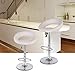 LANGRIA White Bar Stools Sets Adjustable Swivel Counter Height Stools with Leatherette Exterior, Chrome Plated Footrest and Base for Bar, Counter or Home,(2 PCS)