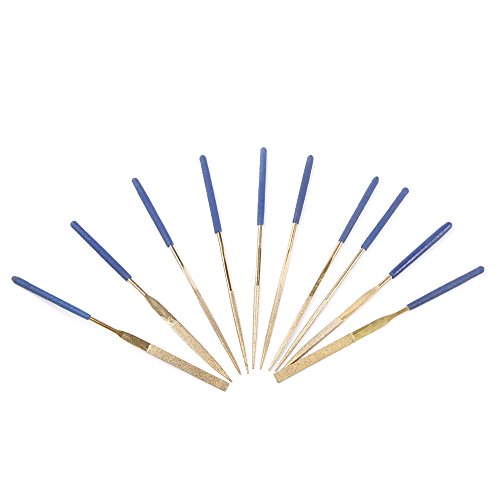 Atoplee 10pcs Titanium Coated Mini Diamond Needle File Set for Metal Glass Stone