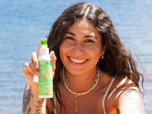 Babo Botanicals After Sun Soothing Mist - Aloe Vera & Cucumber - For Face, Body & Sensitive Skin - Non-Aerosol - No-touch application - EWG Verified - Alcohol-Free - Scented with cucumber extract
